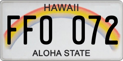 HI license plate FFO072