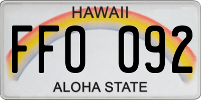 HI license plate FFO092