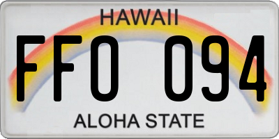 HI license plate FFO094