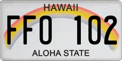 HI license plate FFO102