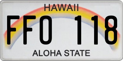 HI license plate FFO118