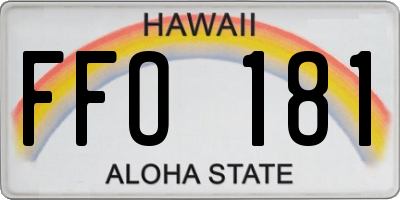 HI license plate FFO181