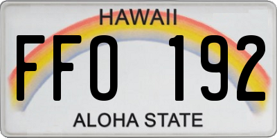 HI license plate FFO192
