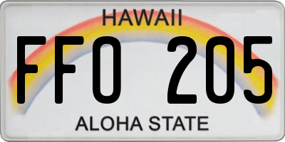 HI license plate FFO205