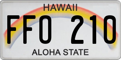 HI license plate FFO210