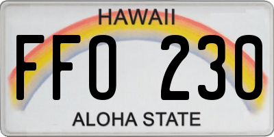HI license plate FFO230
