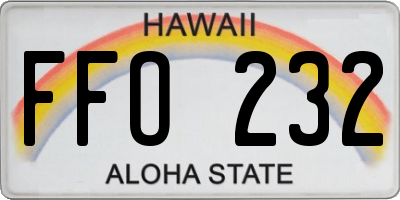 HI license plate FFO232
