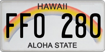 HI license plate FFO280