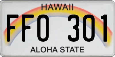 HI license plate FFO301