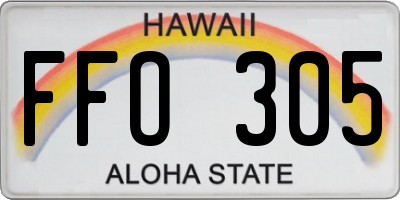 HI license plate FFO305