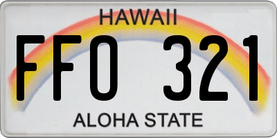 HI license plate FFO321