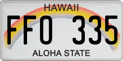 HI license plate FFO335