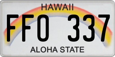 HI license plate FFO337