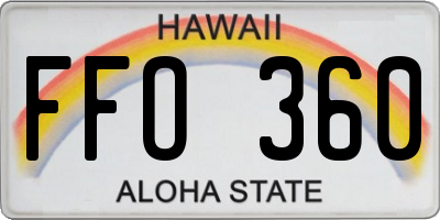 HI license plate FFO360
