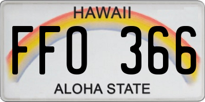 HI license plate FFO366