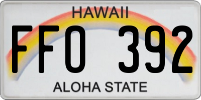 HI license plate FFO392