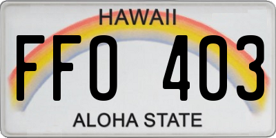 HI license plate FFO403
