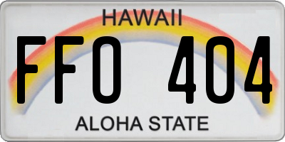 HI license plate FFO404