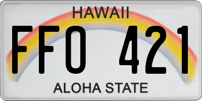 HI license plate FFO421