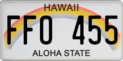 HI license plate FFO455