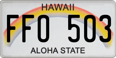 HI license plate FFO503