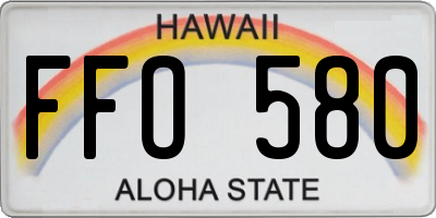 HI license plate FFO580