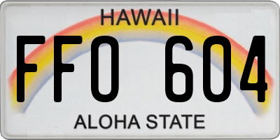 HI license plate FFO604