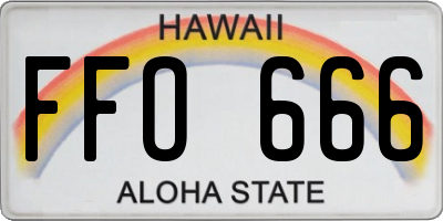 HI license plate FFO666
