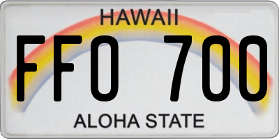 HI license plate FFO700