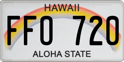 HI license plate FFO720