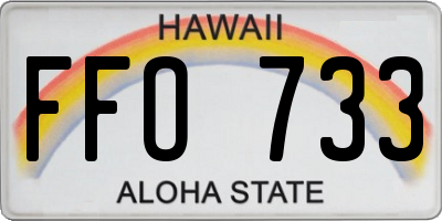 HI license plate FFO733