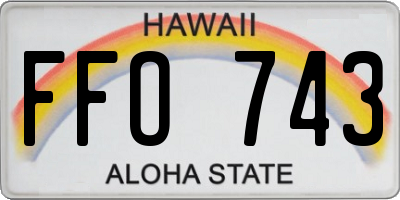 HI license plate FFO743