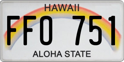 HI license plate FFO751