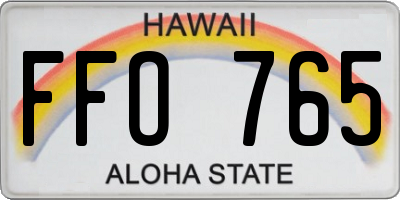 HI license plate FFO765