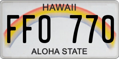HI license plate FFO770