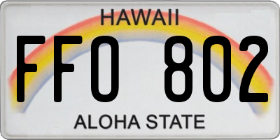 HI license plate FFO802