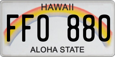 HI license plate FFO880