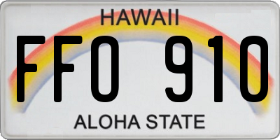 HI license plate FFO910