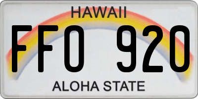 HI license plate FFO920