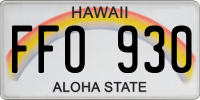 HI license plate FFO930
