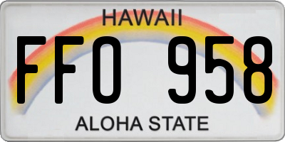 HI license plate FFO958