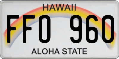 HI license plate FFO960