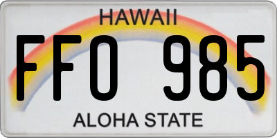 HI license plate FFO985