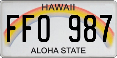 HI license plate FFO987