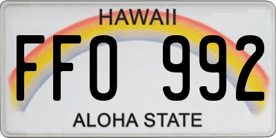 HI license plate FFO992