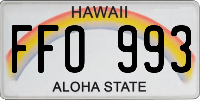 HI license plate FFO993