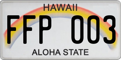HI license plate FFP003