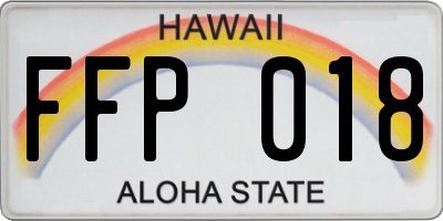 HI license plate FFP018