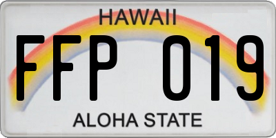 HI license plate FFP019