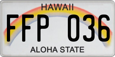 HI license plate FFP036